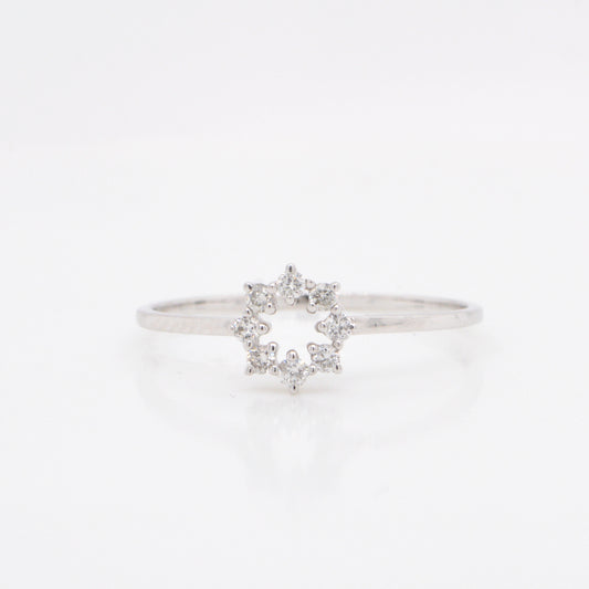14K White Gold Flower Diamond Ring
