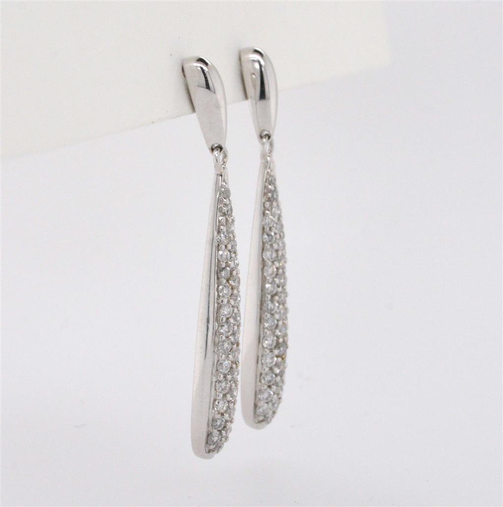 14K White Gold Diamond Drop Earrings