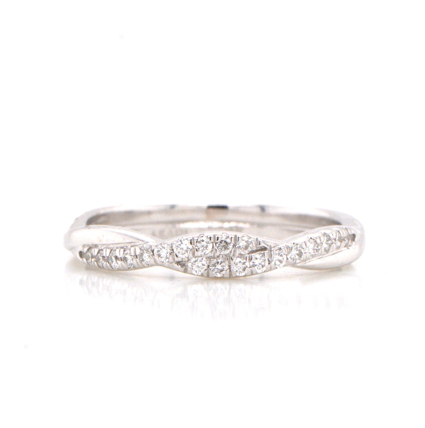 14K White Gold Curved Infinity Diamond Band