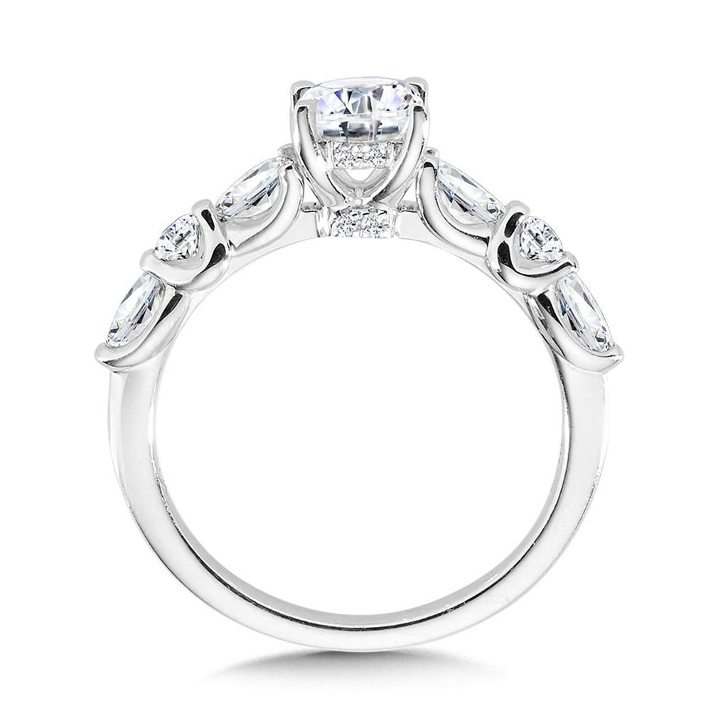 14K White Gold Oval-Cut Hidden Halo Stackable Diamond Engagement Ring with Trellis Shank Setting