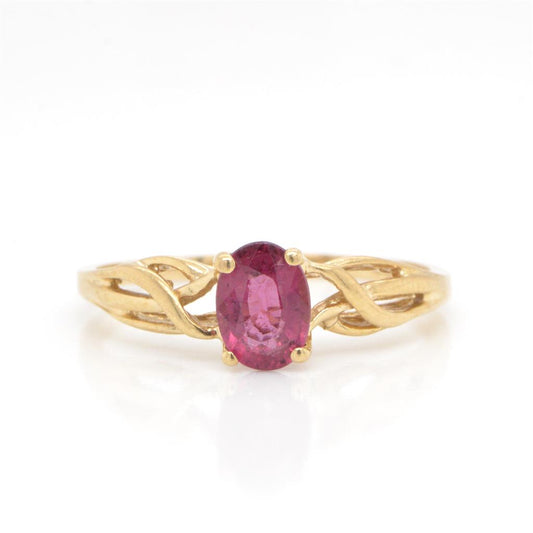 14K Yellow Gold Pink Tourmaline Ring | Estate Collection