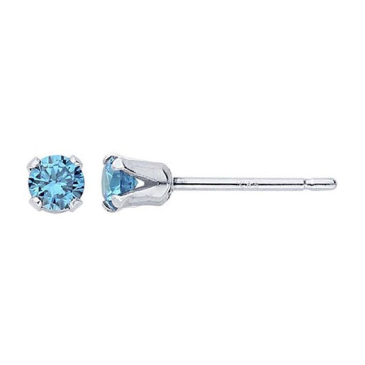 Sterling Silver Earring with Blue Cubic Zirconia