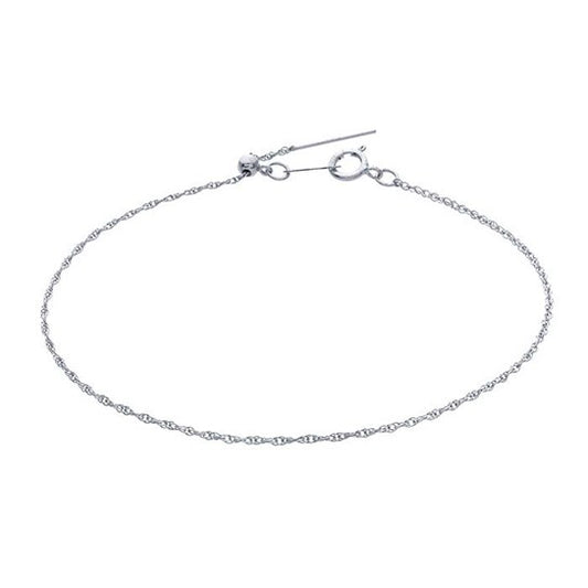 Sterling Silver 1.1mm Add-A-Bead Rope Chain Bracelet, Adjustable