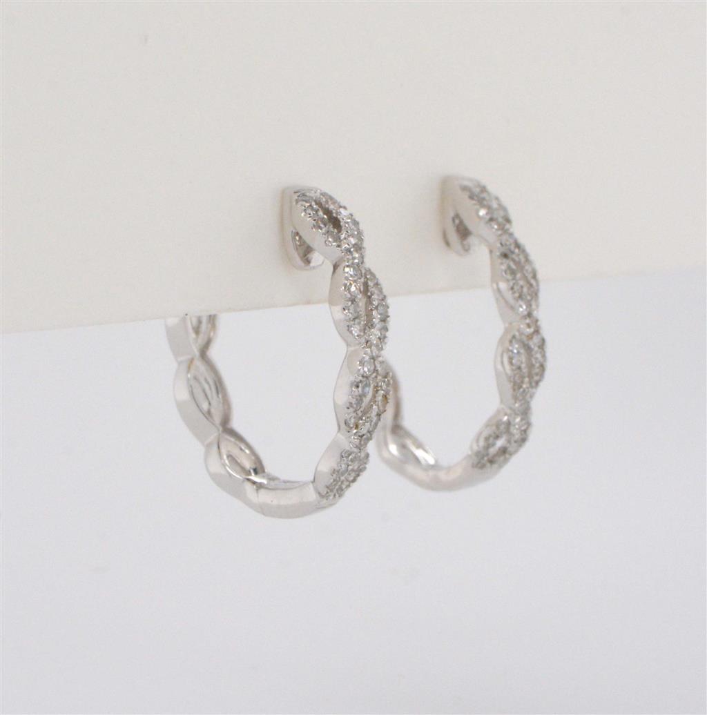 14K White Gold Diamond Infinity Hoop Earrings