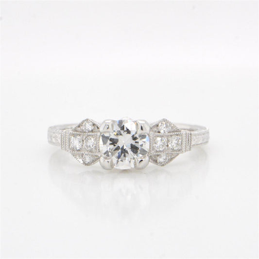 14K White Gold Vintage Style Diamond Ring