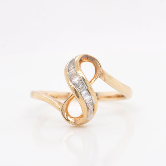 10K Yellow Gold Infinity Symbol Diamond Ring