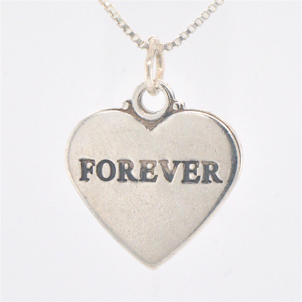 Sterling Silver "Forever" Heart Shaped Pendant