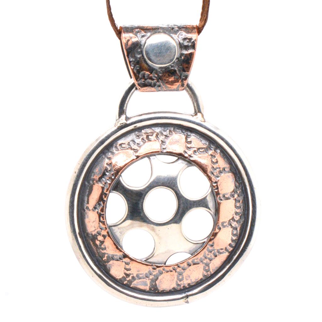 925/999 Silver, and Copper Bubble Patterned Pendant