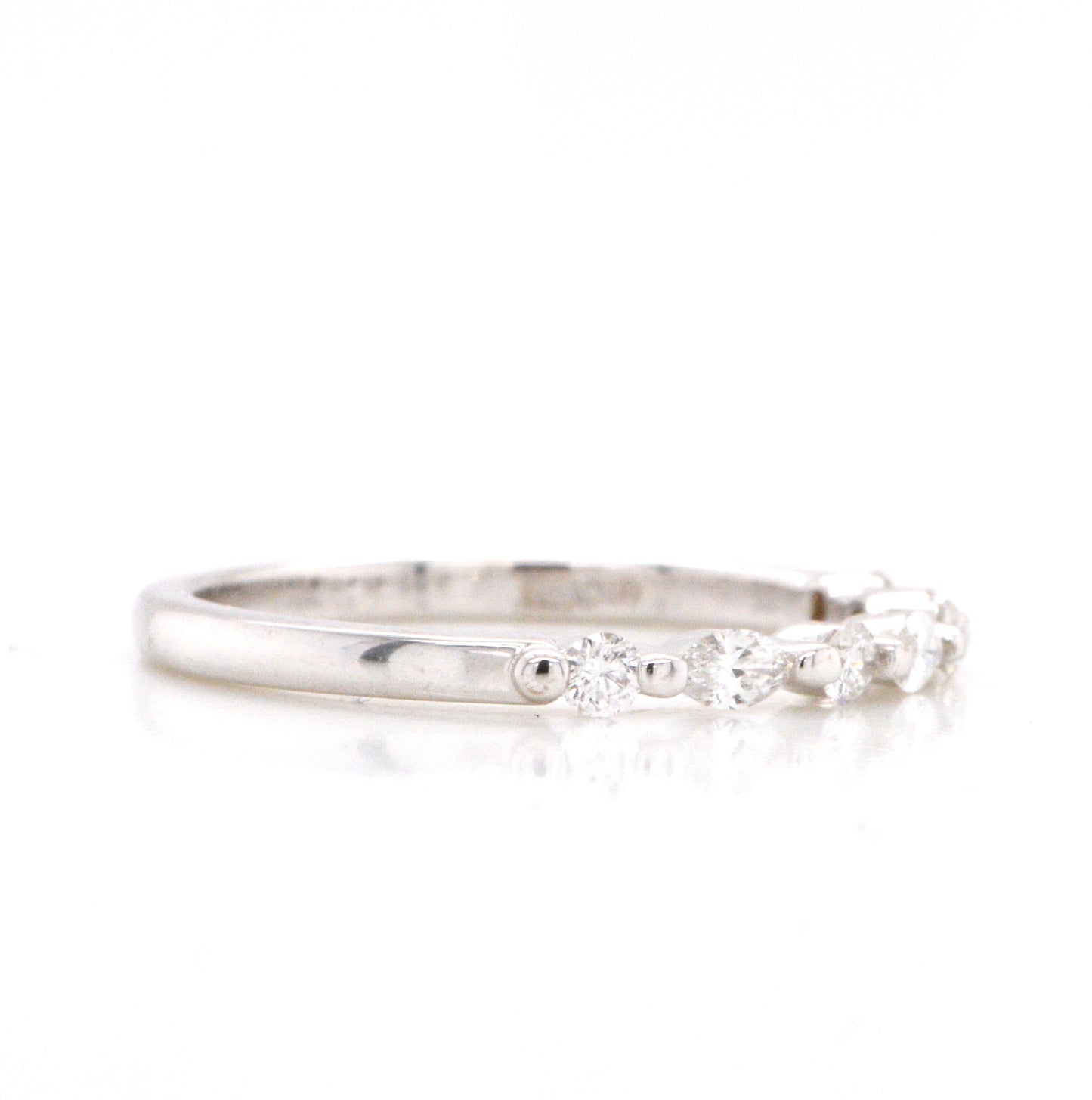 14K White Gold Shared Prong Marquise Diamond Band