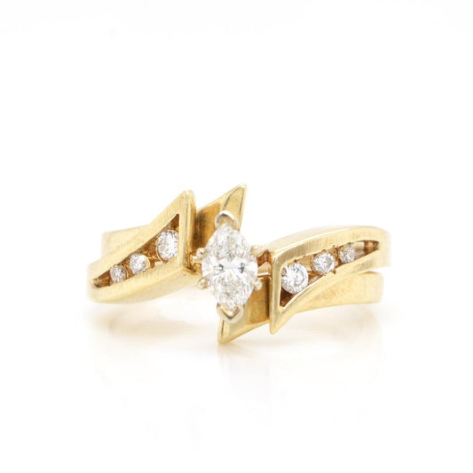 14K Yellow Gold Marquise Diamond Wedding Set