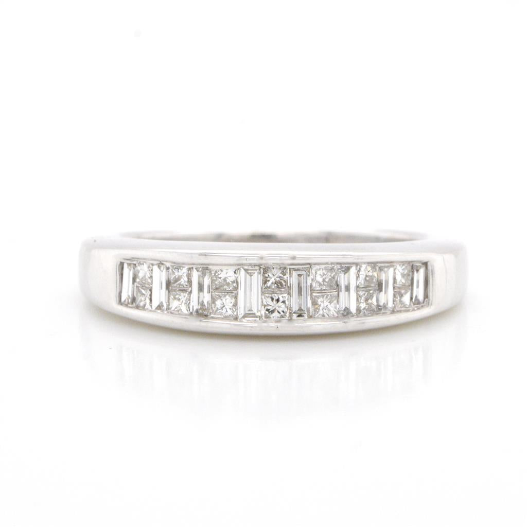 14K White Gold Channel Set Diamond Band