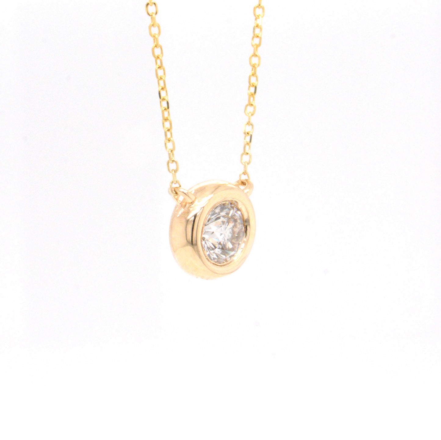 14K Yellow Gold Diamond Bezel Station Necklace