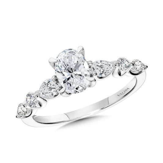14K White Gold Oval-Cut Hidden Halo Stackable Diamond Engagement Ring with Trellis Shank Setting