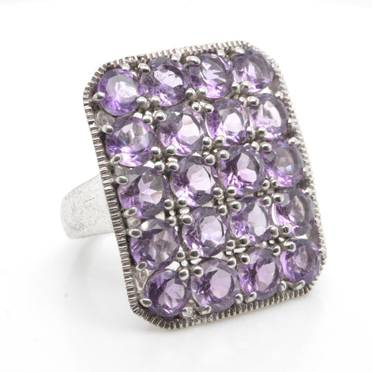 Sterling Silver Purple Stone Cluster Costume Ring