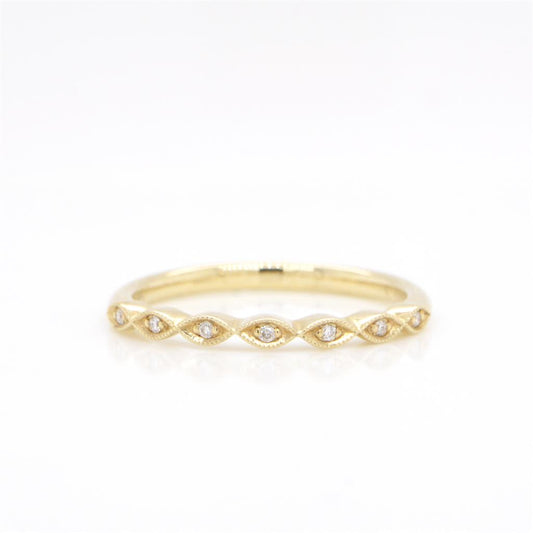 14K Yellow Gold Milgrain Vintage Style Diamond Band