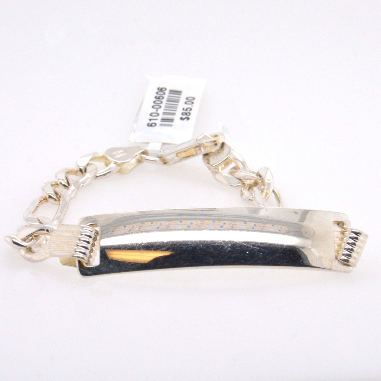 ID Plate with Figaro Chain Bracelet