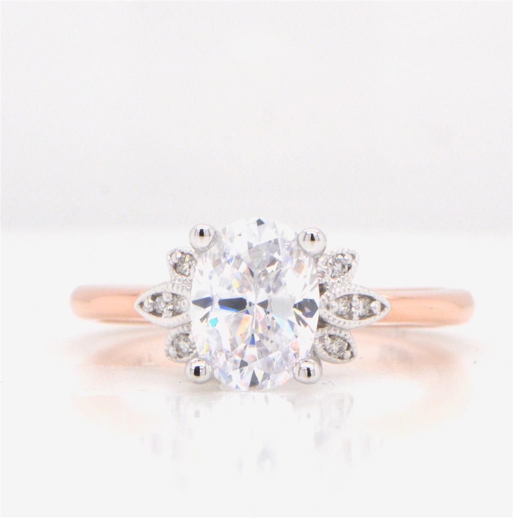 14K Rose and White Gold Diamond Engagement Ring