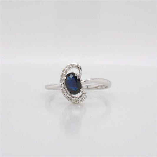 18K White Gold Sapphire & Diamond Ring