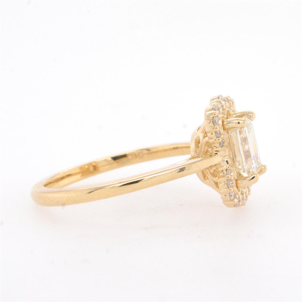 14K Yellow Gold Emerald Cut Diamond Engagement Ring