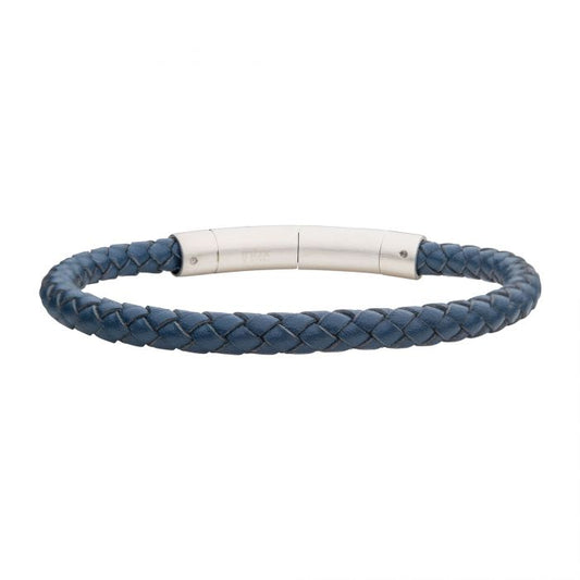 6mm Blue Full Grain Cowhide Leather Bracelet