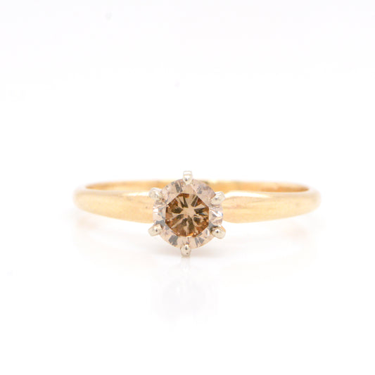 14K Yellow Gold Champagne Diamond Engagement Ring