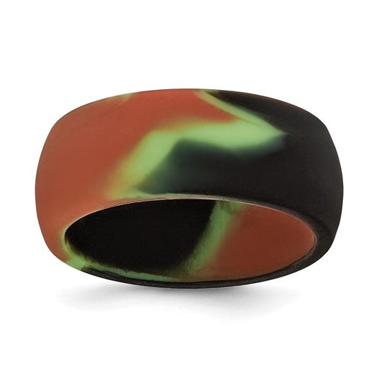 Silicone Green and Brown Camouflage Domed Band