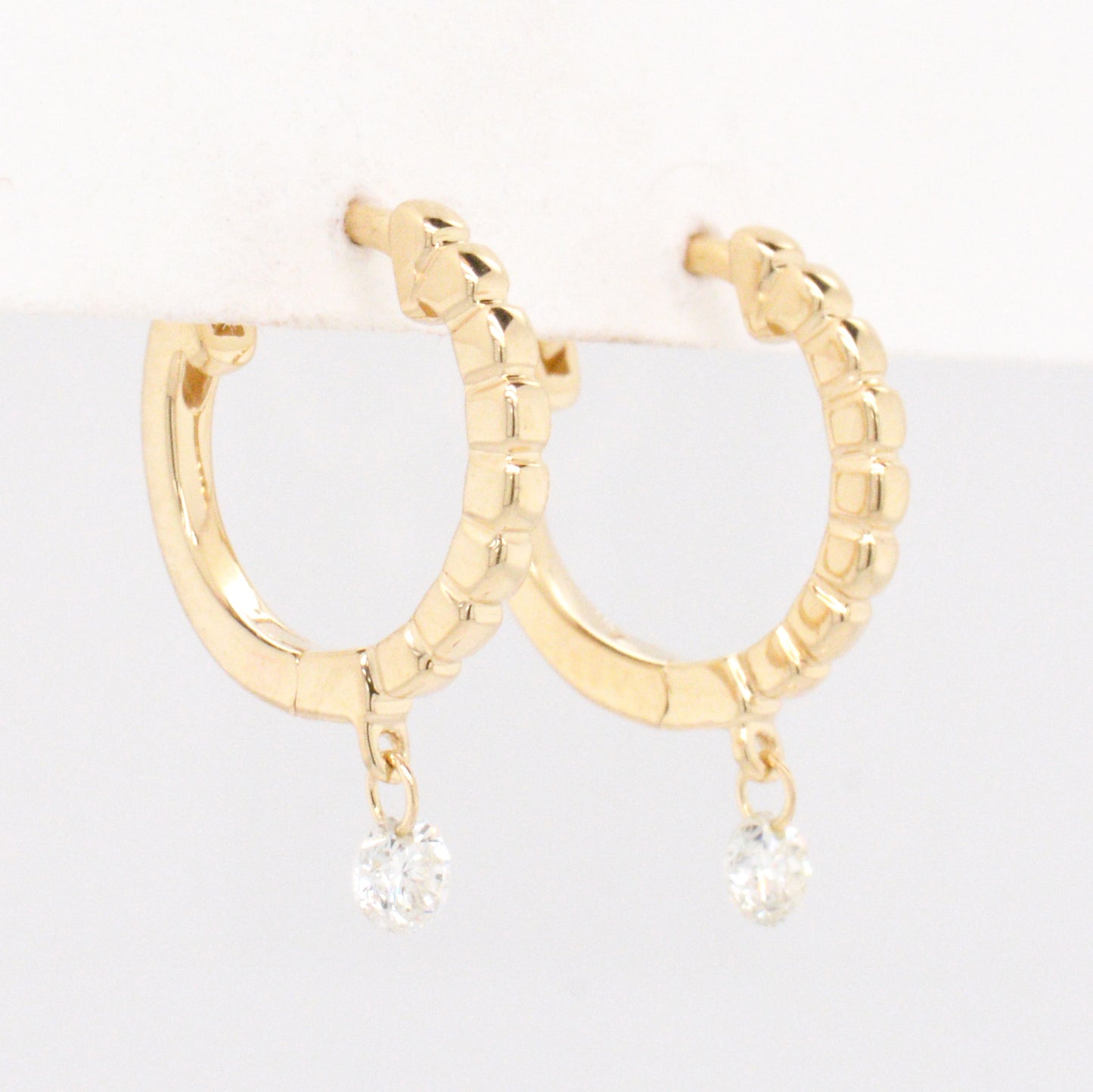 14K Yellow Gold Dancing Diamond Hoop Earrings