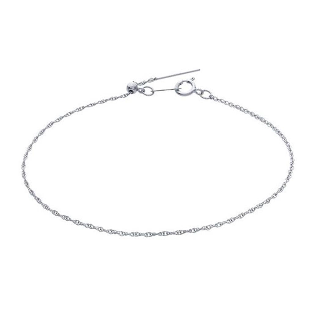 Sterling Silver 1.1mm Add-A-Bead Rope Chain Bracelet, Adjustable
