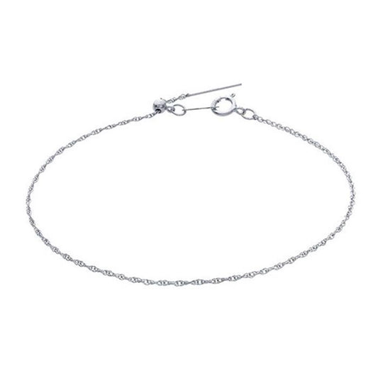 Sterling Silver 1.1mm Add-A-Bead Rope Chain Bracelet, Adjustable