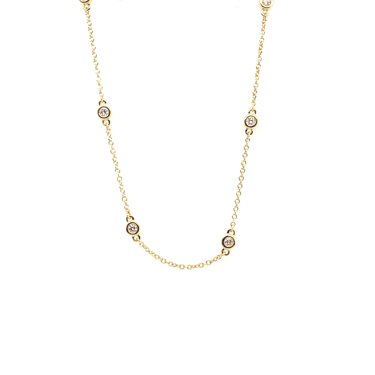 14K Yellow Gold Diamond Station Cable Necklace