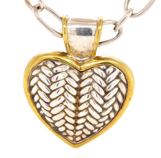 Two-Toned Heart Pendant With Cable Chain