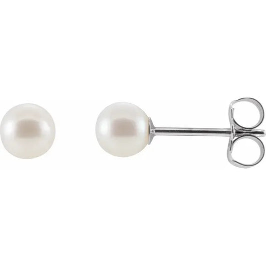 14K White Cultured White Freshwater Pearl Earrings