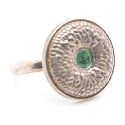 Sterling Silver Green Stone Costume Ring