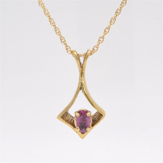 14K Yellow Gold Necklace with a Spinel set in 4 Prongs