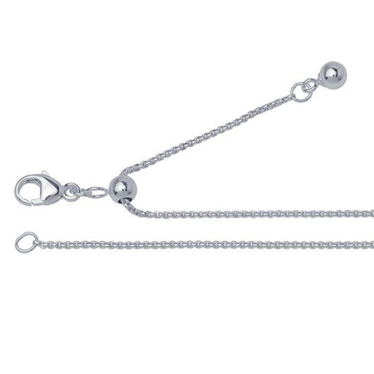 Sterling Silver 1mm Rounded Box Chain Necklace, Adjustable
