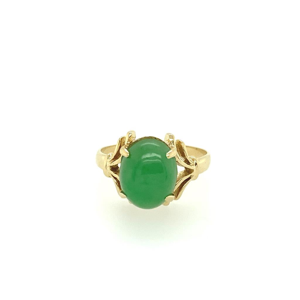 14K Yellow Gold Jade Riing