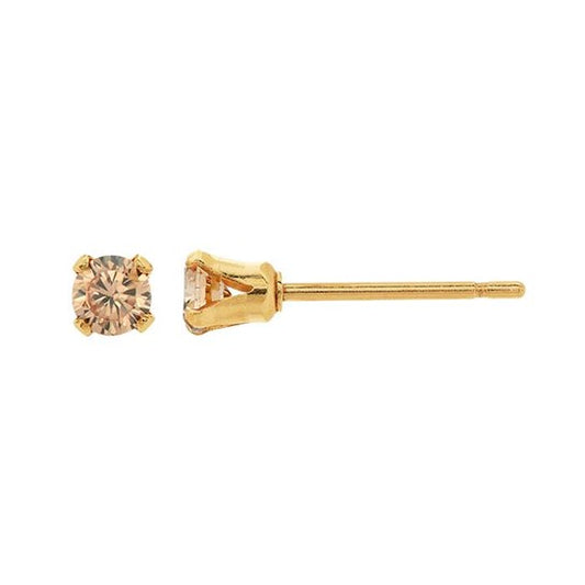 14/20 Yellow Gold-Filled Champagne CZ-Set Post Earring