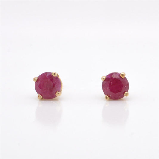 Yellow Gold Ruby Stud Earrings