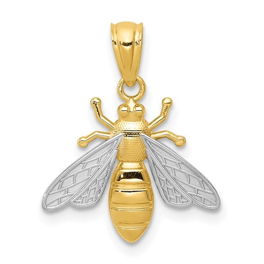 14k with Rhodium Bee Pendant