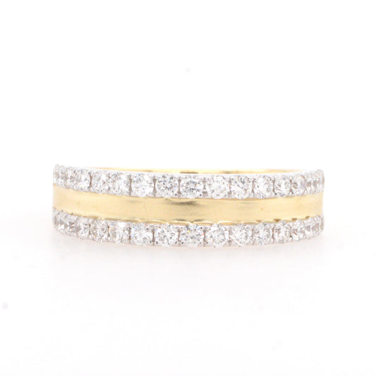 14K White and Yellow Diamond Band with a Satin Finish