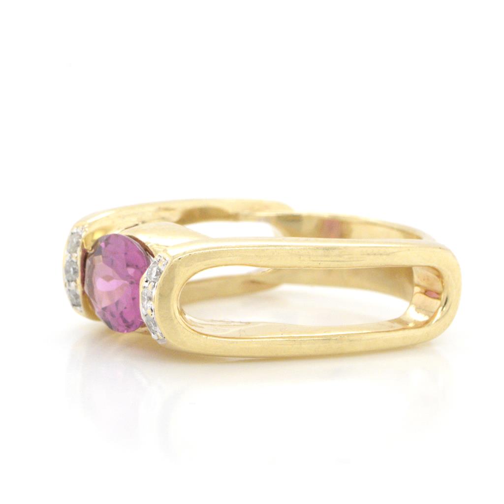 14K Yellow Gold Grape Garnet and Diamond Ring