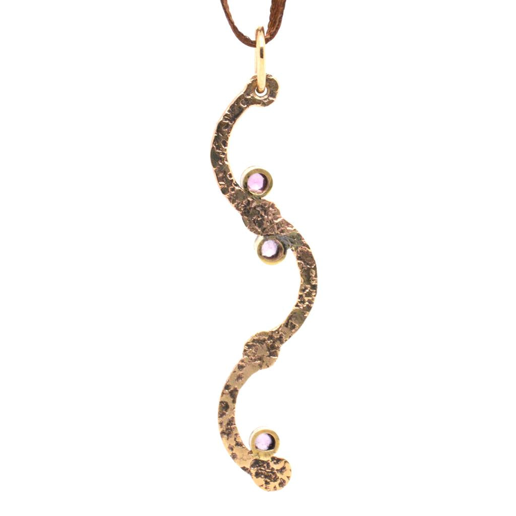 14K Yellow Gold and Pink Sapphire Cuddlebone Cast Pendant