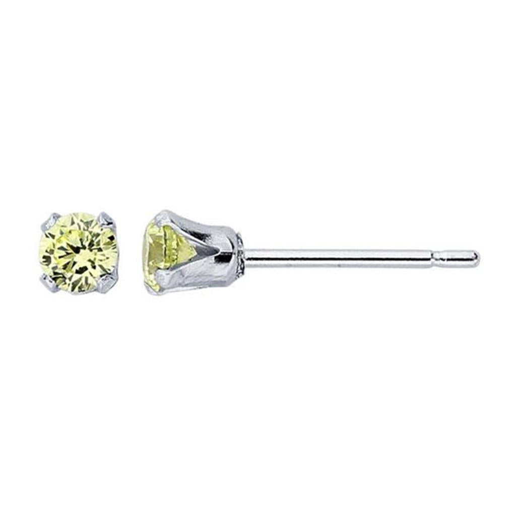Sterling Silver Earring with Lime Green Cubic Zirconia