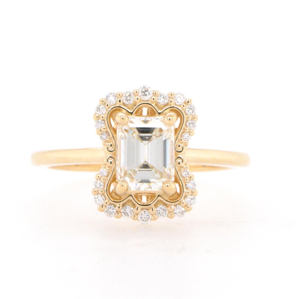 14K Yellow Gold Emerald Cut Diamond Engagement Ring