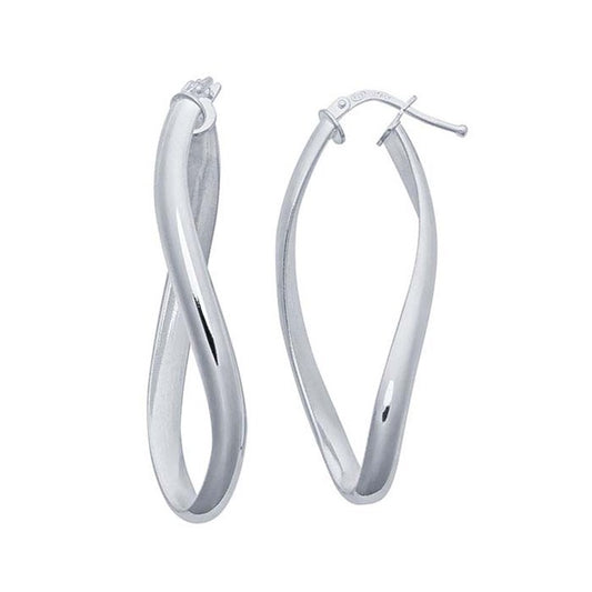 Sterling Silver Half-Round Tubing Marquise Hoop Earrings