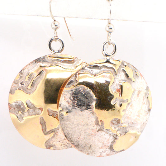925 Silver, and Brass Earth Patterned Earrings