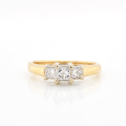 14K Yellow Gold 3-Stone Diamond Ring
