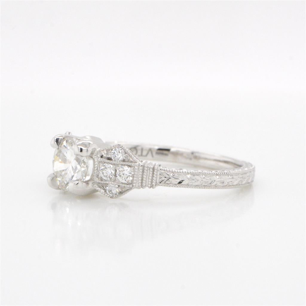 14K White Gold Vintage Style Diamond Ring