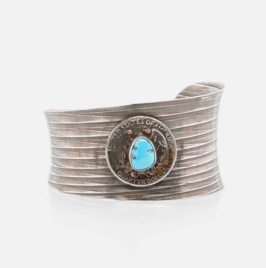 Turquoise Set on a Silver Quarter Cuff