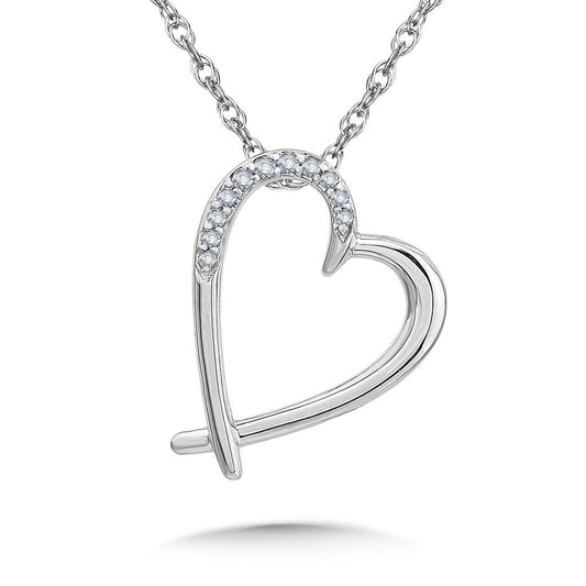 Sterling Silver Crisscross & Diamond Heart Pendant